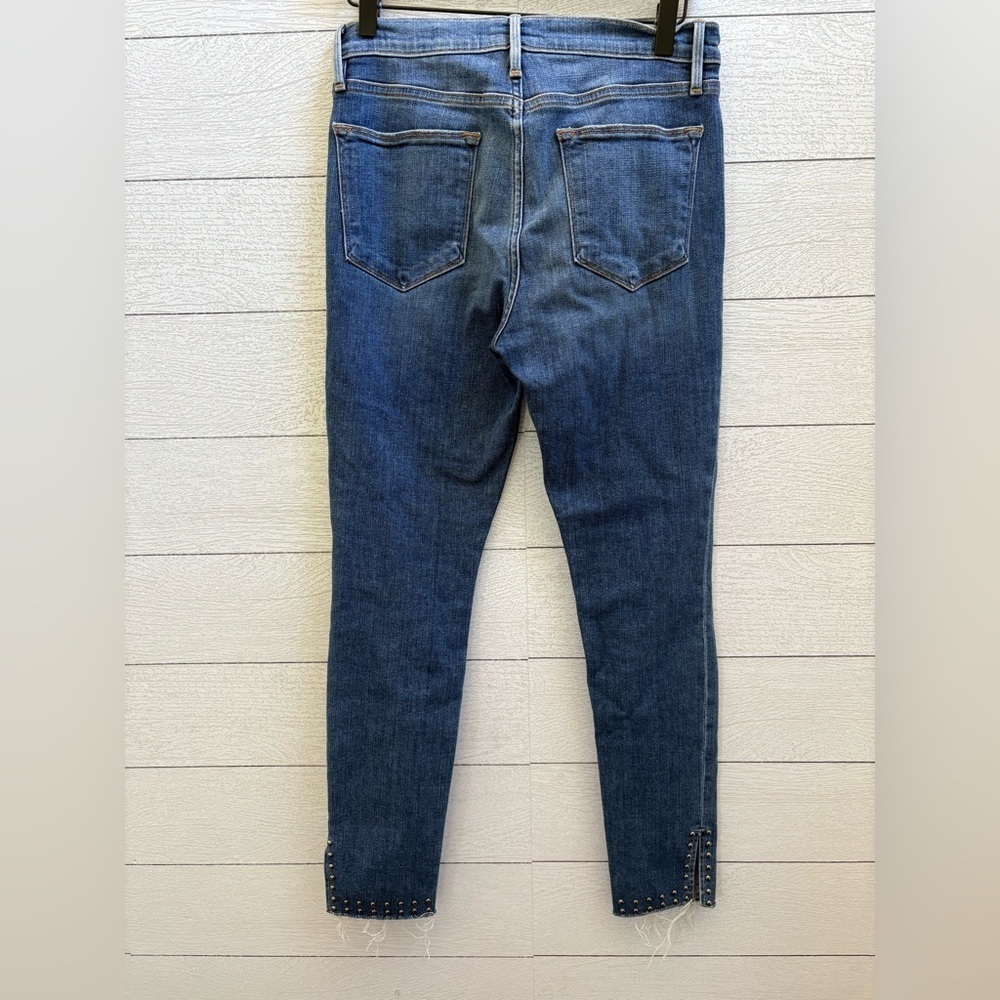 Frame Le High Skinny Stud Raw Split Hem Jeans, Size 28 - Picture 10 of 12